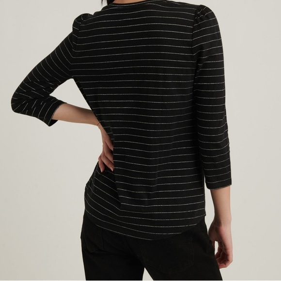 Stripe Puff Sleeve V-Neck Tee - Picture 2 of 6